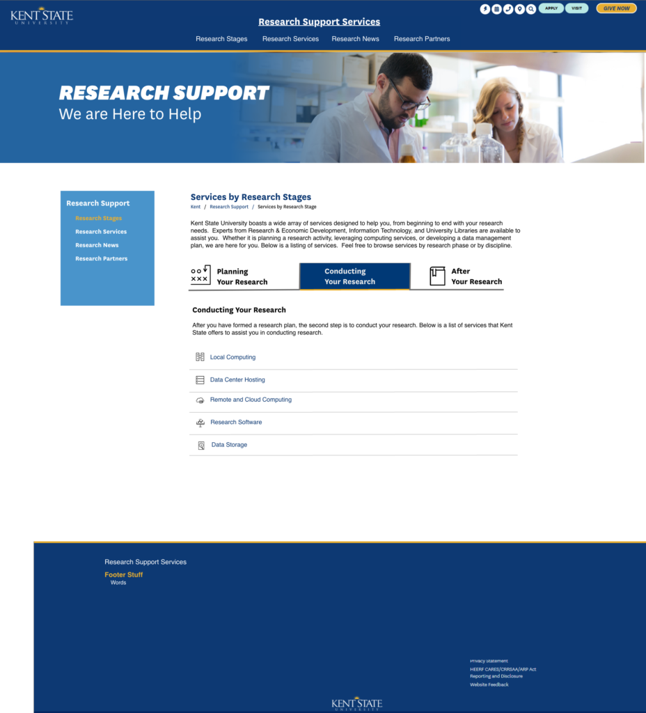 Research Support Website 3 Wireframe
